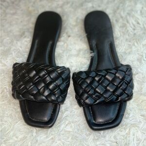 Black Braided Slide Sandals
